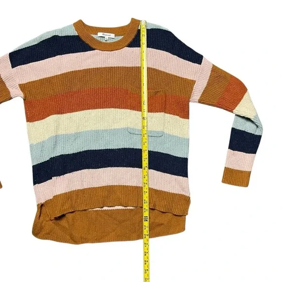 Madewell Thompson Pocket Pullover Sweater in Rainbow Stripe Size Small - Picture 6 of 7